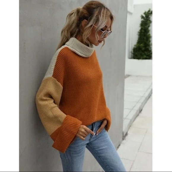OVERSIZED COWL NECK MULTI SWEATER - Picture 7 of 7